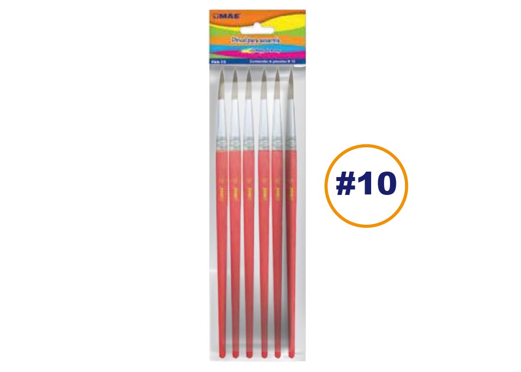 PINCEL PARA ACUARELA PELO DE PONY (SET 6PIEZAS #10)